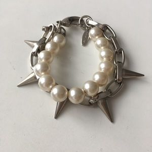 Joomi Lim pearl silver spike stud bracelet